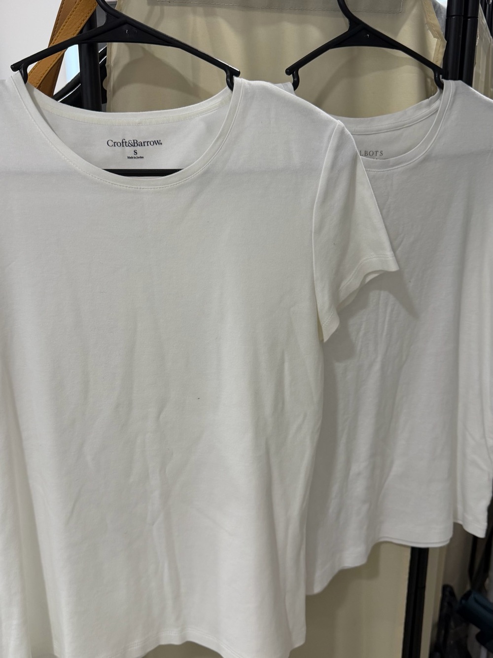 2 Women’s White Cotton T-Shirts Talbots Petites & Croft & Barrow S/MP
